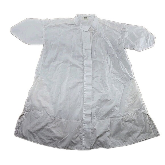 Front Dresses & Skirts - Julia Armory Women's Medium Ivory Shirt Dress Tunic Cotton Button Front Pockets